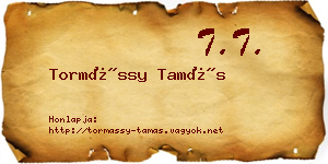 Tormássy Tamás névjegykártya
